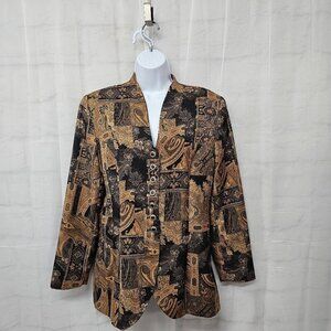 Vintage Kate McNaughton Floral Paisley Boho Wool Blend Patchwork Blazer 10
